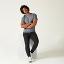 T-SHIRT FITNESS SPORTEE MANCHES COURTES SLIM COTON COL ROND HOMME GRIS FONCÉ