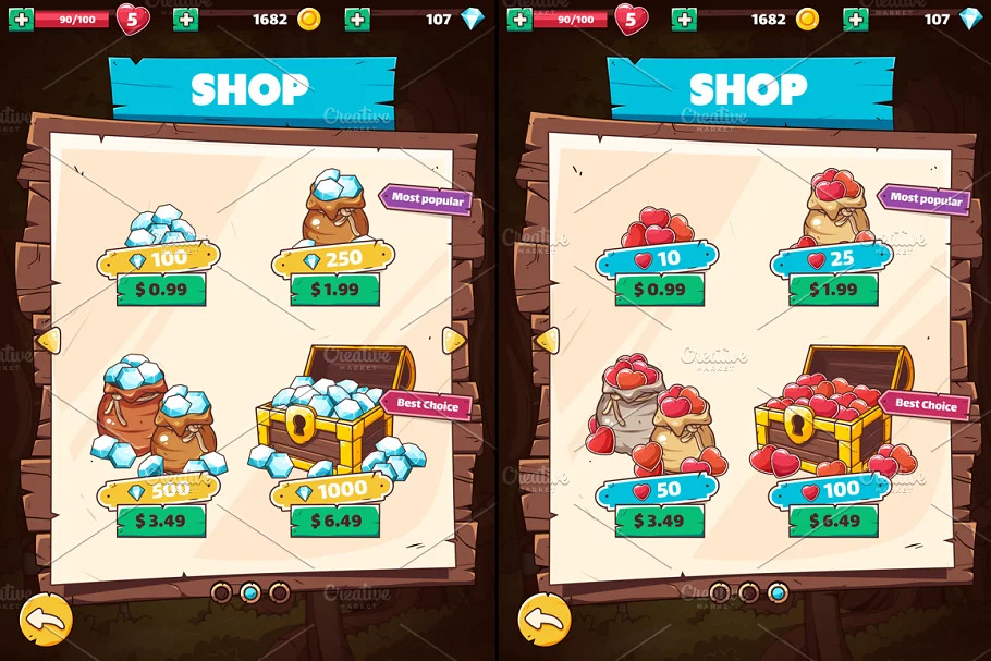 Wooden GUI for Mobile Game