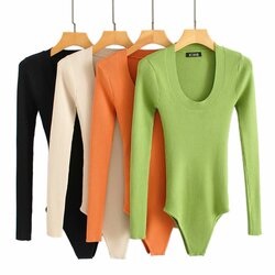 Pull à manches longues et col rond pour femmes, vêtements de haute qualité, body, prêt à l'emploi