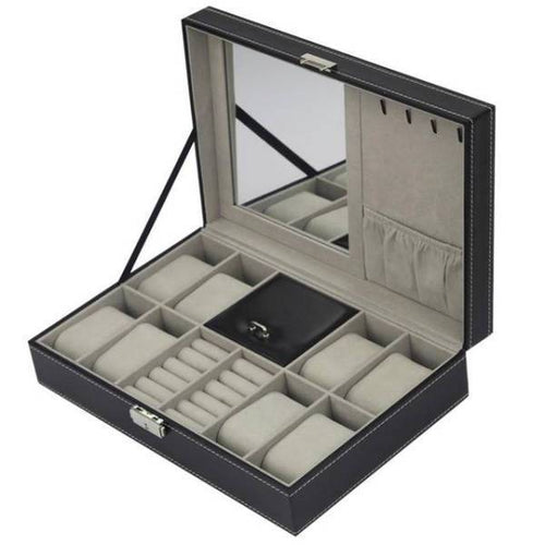 Boîte à Bijoux Homme Cuir Noir