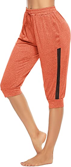 Doaraha Pantalon d'Été Femme de Sport Court Taille Haute 3/4
