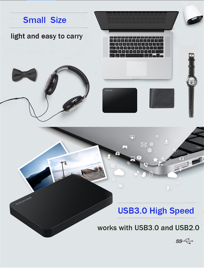 Toshiba Disque Dur Externe Toshiba 500 Go - USB 3.0 - Noir - Garantie 1 Mois