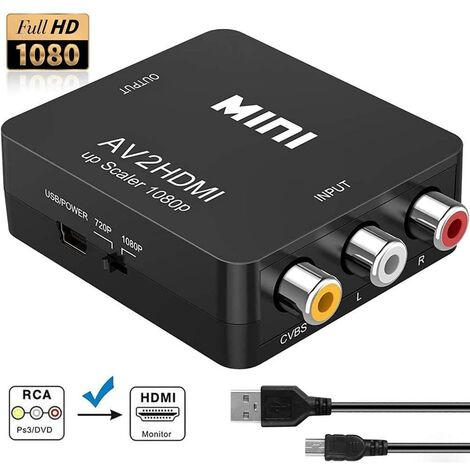 Mini Prise AV / RCA / CVBS Vers Un Convertisseur HDMI Scaler 1080P Adaptateur Vidéo AV2HDMI Pour HDTV TV PS3 PS4 PC DVD Xbox Projecteur
