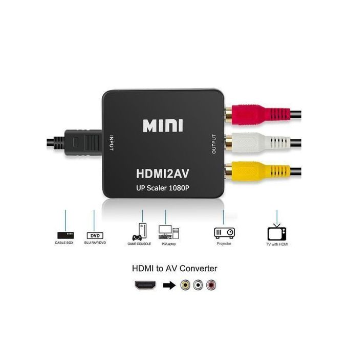 Mini Prise AV / RCA / CVBS Vers Un Convertisseur HDMI Scaler 1080P Adaptateur Vidéo AV2HDMI Pour HDTV TV PS3 PS4 PC DVD Xbox Projecteur