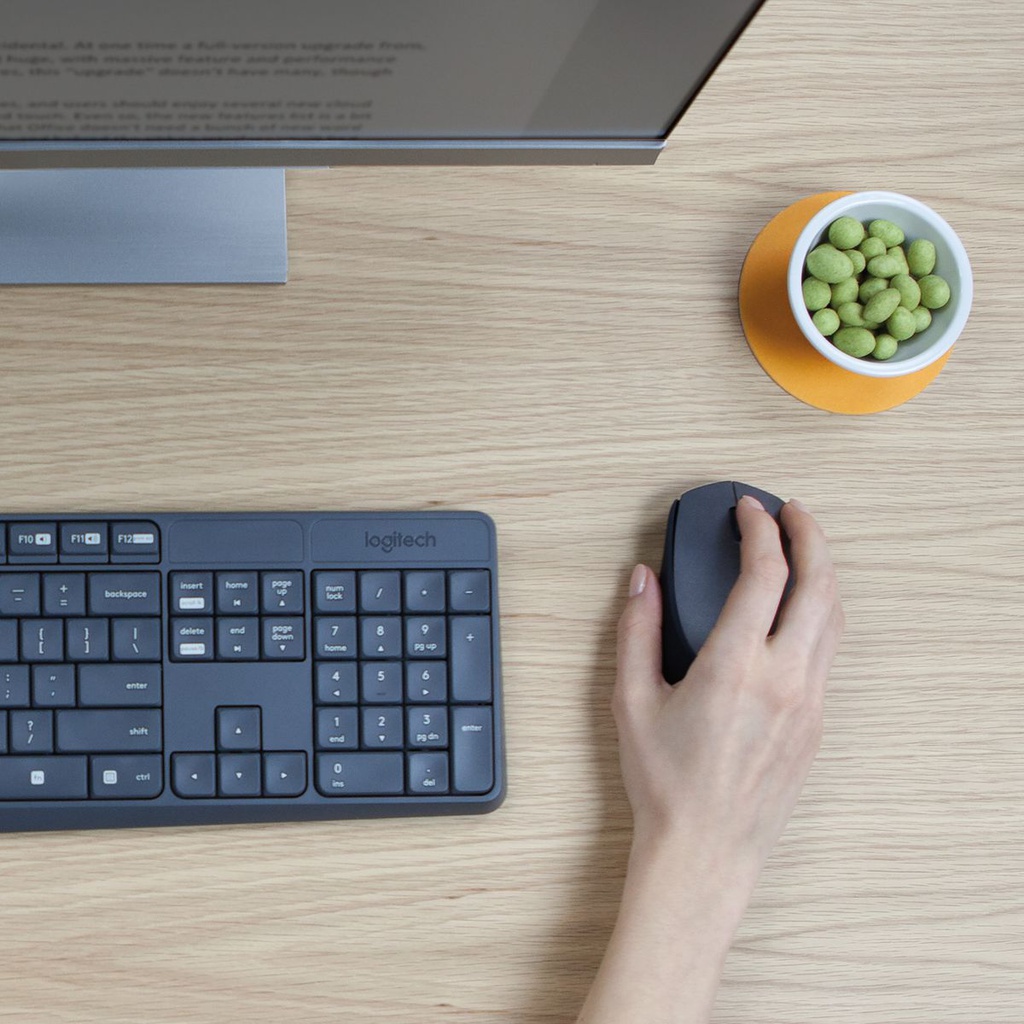 Logitech Clavier Logitech MK235  Azerty Sans Fil + Souris Sans Fil HP - Noir