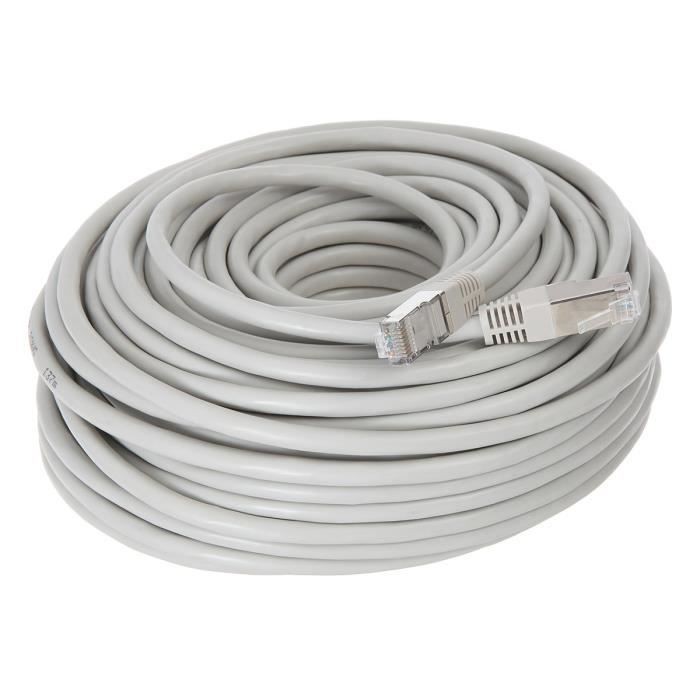 Câble Réseau FTP - Blindé Et Serti- 50m - Cat 6  - Gris