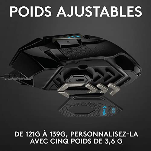 Logitech G502 HERO Souris Gamer, Capteur Gaming HERO 25K,  11 Boutons Programmables