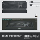 Logitech Logitech, MX Keys PLUS, Clavier Rétroéclairé Sans Fil Avancé Apple MacOS, Microsoft Windows, Linux, IOS, Android, Clavier Française AZERTY