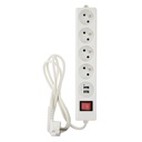 Injelec Multiprise Parafoudre 4 Prises Avec Protection Contre LeS Surchages - Cordon 1,5m - Noir/Blanc