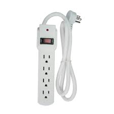 Injelec Pack De 3 Multiprises Parafoudre 4 Prises Avec Protection  - Cordon 1,5m - Noir/Blanc