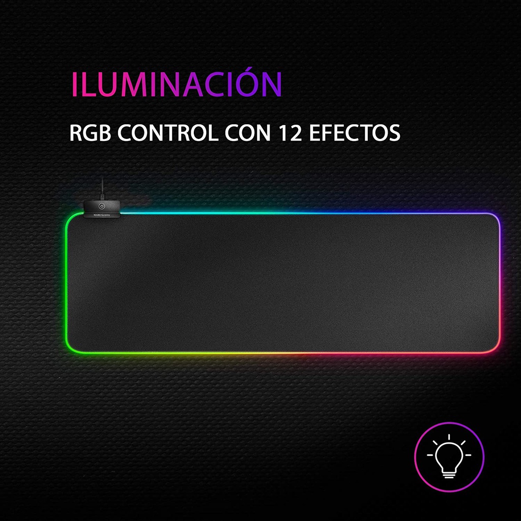 Mars Gaming MMPRGB2, Tapis De Souris XXL, RGB 12 Modes, 2 USB 2.0, Noir