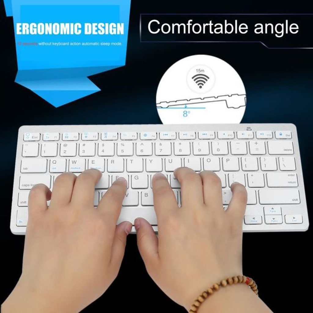 Mini Clavier  AZERTY Et Souris Combinés Sans Fil - Blanc/Noir
