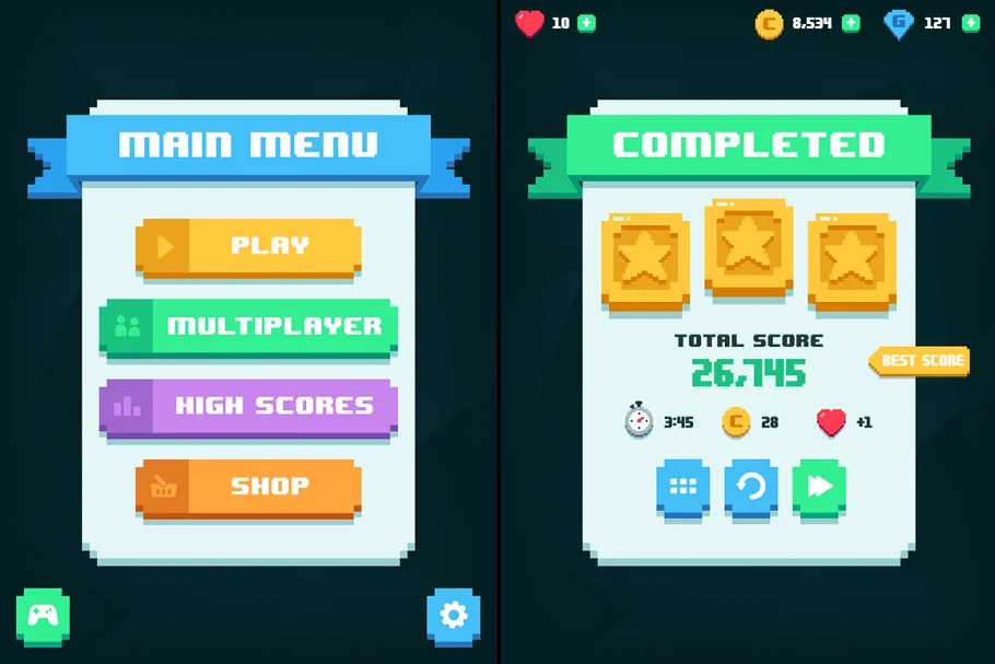 Interface graphique pour un jeu Low Poly