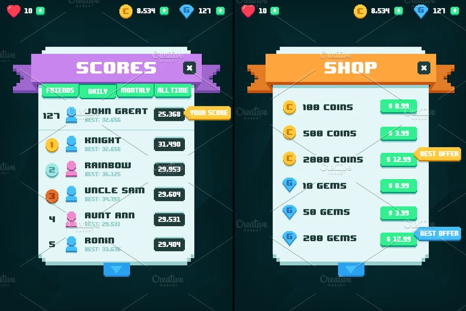 Interface graphique pour un jeu Low Poly