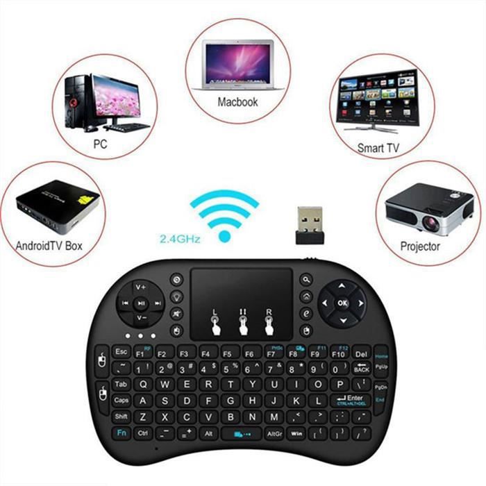 Wireless Mini Clavier Multimédia Sans Fil Rétroéclairé MFT-245 Avec Pavé Tactile - Noir