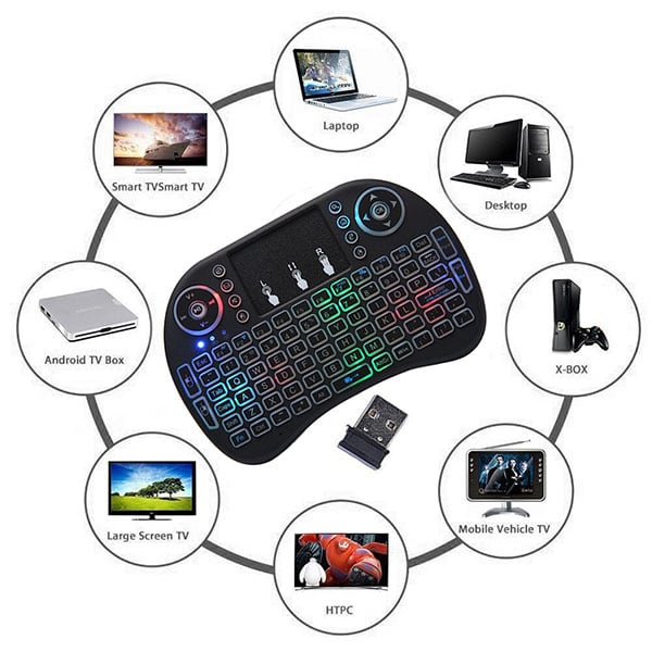 Wireless Mini Clavier Multimédia Sans Fil Rétroéclairé MFT-245 Avec Pavé Tactile - Noir
