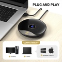 TONOR Microphone USB De Conférence, Micro à Condensateur Omnidirectionnel Avec Bouton Muet Pour PC Pour Réunion/Cours En Ligne, Appel Zoom, Chat Sur Skype, Plug And Play (TM20)