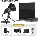 TONOR Microphone USB, Micro à Condensateur Pour PC, Avec Trépied TC30