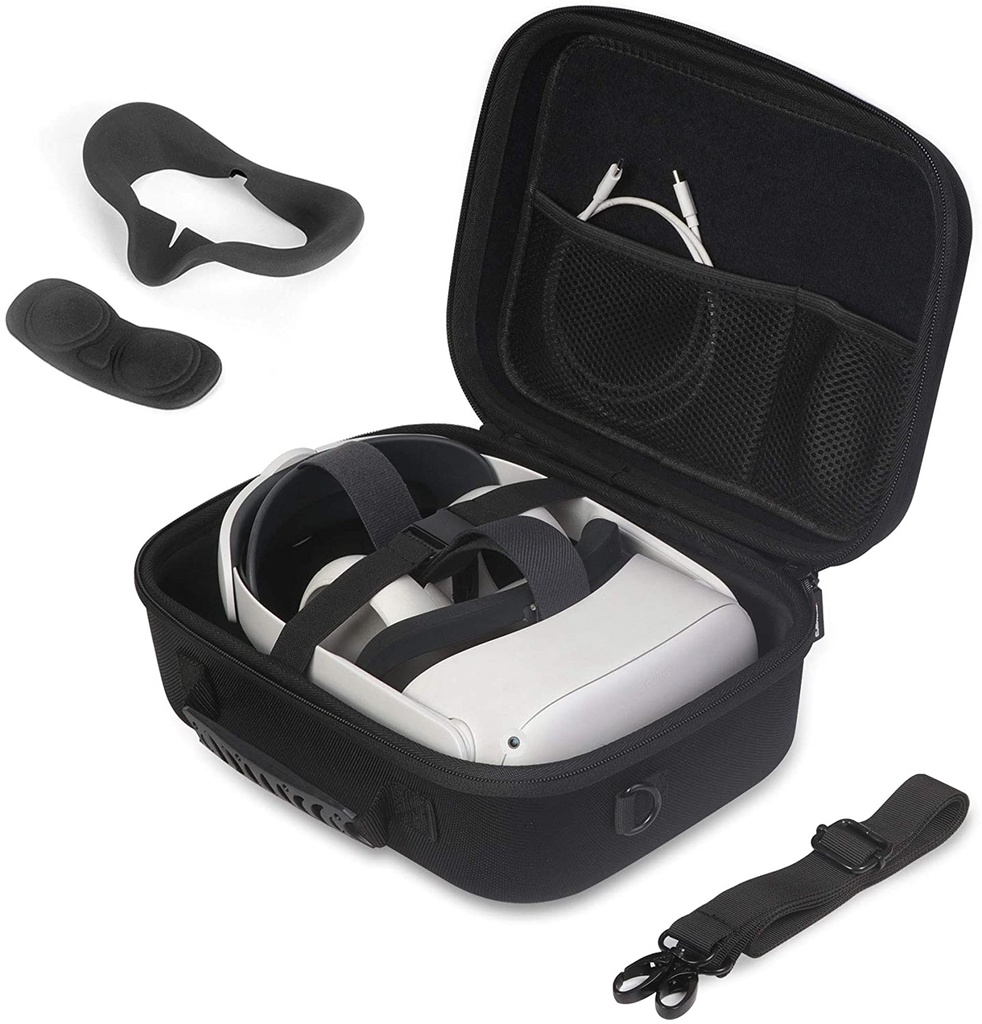 Virtual Reality Storage Bag Hard Protective Case With Handle For Oculus Quest2-black-28cm * 14cm * 23cm