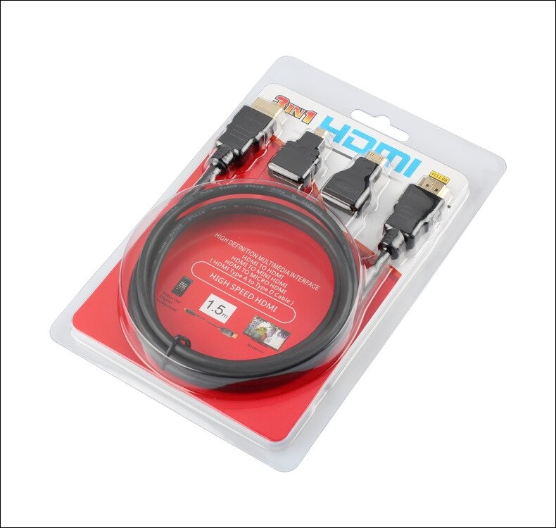 Câble + 2 Adaptateurs (Micro, Mini) HDMI