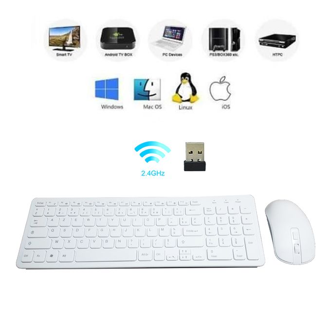 Mini Clavier Sans Fil  AZERTY + Souris Optique