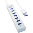 Multi-Port USB 7 En 1 Avec Contact + Cle USB 16Gb Offerte  - Blanc