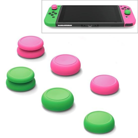 Skull&amp;Co Left + Right Gamepad Rocker Cap Button Cover Thumb Grip Set For Switch / Switch Lite / JOYCON (Pink Green)