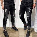 Homme Pantalon en jean skinny stretch pour slim déchiré Freyed Noir