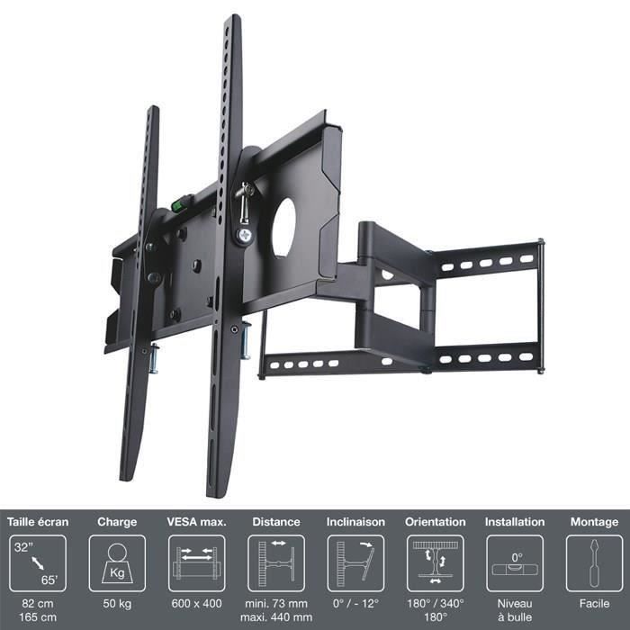 Support Mural Pivotant -14 ''À 55 Pouces Pour Téléviseur à Écran Plat - Noir