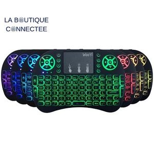 Wireless Mini Clavier Sans Fil Avec Pavé Tactile, Rétroéclairé, Souris à Distance, Clavier Sans Fil 2,4 GHz Compatible Avec Android TV Box, Smart TV, Projecteur, PC Et Autres Ports USB