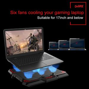 Refroidisseur D'ordinateur Portable De Jeu 17 Pouces Écran LED à Six Ventilateurs Deux Ports USB Tampon De Refroidissement Pour Ordinateur Portable 2600 Tr / Min (Version 2)
