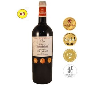 Bordeaux Lot De 3 Vin Rouge Château Le Faure - 75Cl - 13.5 % Vol - France
