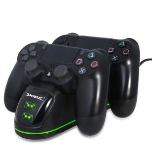 Double Station De Charge à LED Chargeur Pour 2 Manettes PS4 TP-1781 - Noir