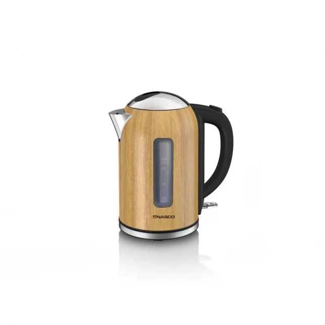  B_KE01405Z-GS - BOUILLOIRE ELECTRIQUE NASCO 1.7 LITRE 2200W/SANS FIL ELECT./REV. EN BOIS/ 360°/6P/CT