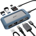 Uni Hub USB C 8 En 1, Hub USB C PD 100W/4K HDMI/1000 Mbps Avec Connecteur Amovible Et Etui En Silicone, Lecteur Carte SD/TF