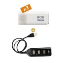 Toshiba 3 Clés USB Compatible 8Go - Blanc + Multiports USB Compatible 4 En 1 - Noir