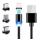 Câble De Charge Magnétique - 3 En 1 - 2m - Noir