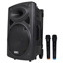 Jerry Haut-Parleur Portable Rechargeable Trolley JR-3015 Avec Microphones Sans Fil VHF - Noir