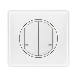 Interrupteur double à câbler 2 circuits 250W pour installation connectée Céliane with Netatmo avec plaque Laqué Blanc