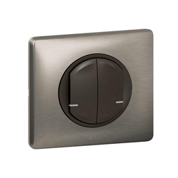 Interrupteur double sans fils pour installation connectée Céliane with Netatmo avec plaque Métal Tungstène