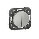 Double interrupteur ou va-et-vient dooxie 10AX 250V~ finition alu - emballage blister