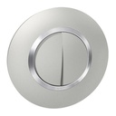 Double interrupteur ou va-et-vient dooxie 10AX 250V~ livré avec plaque ronde alu avec bague effet chrome